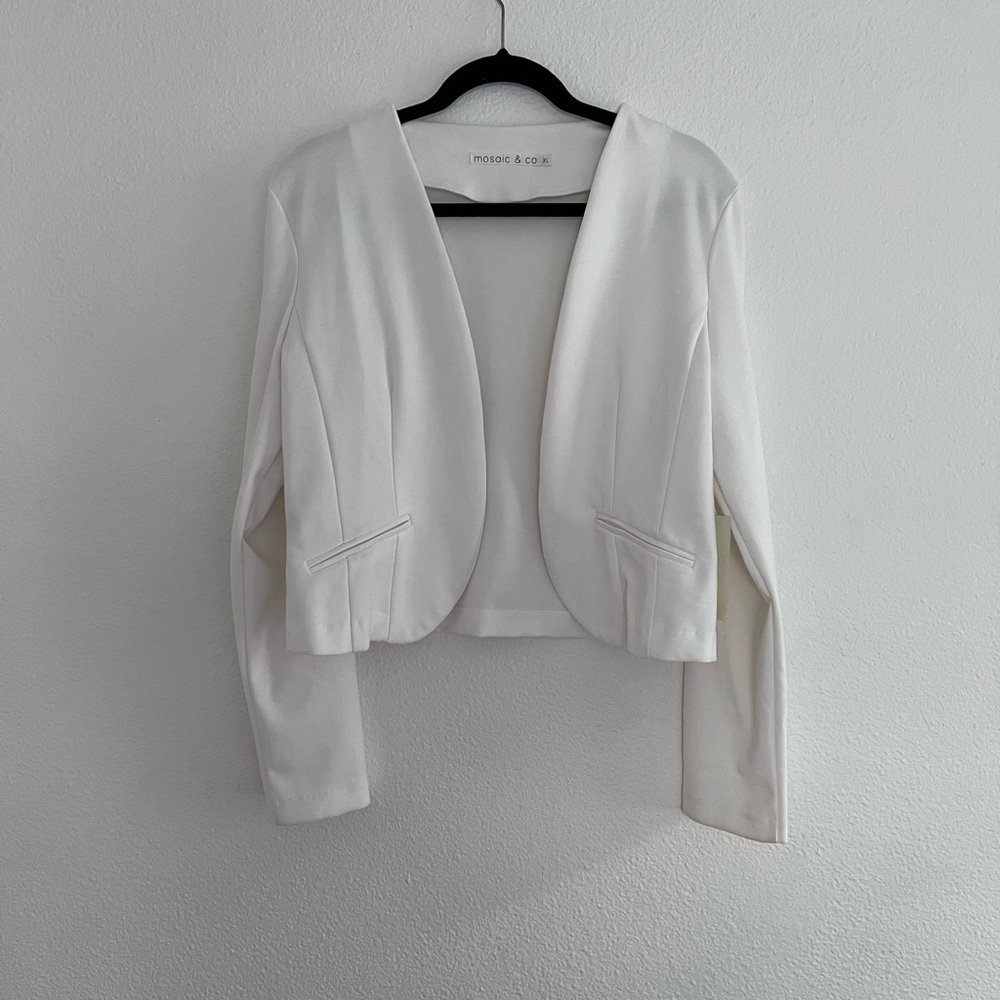 Women's White Cropped Jacket